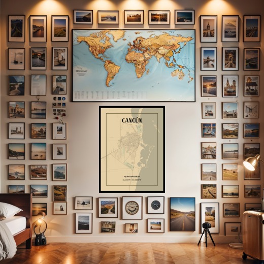 Cancun in Vintage Poster - Street Map 2