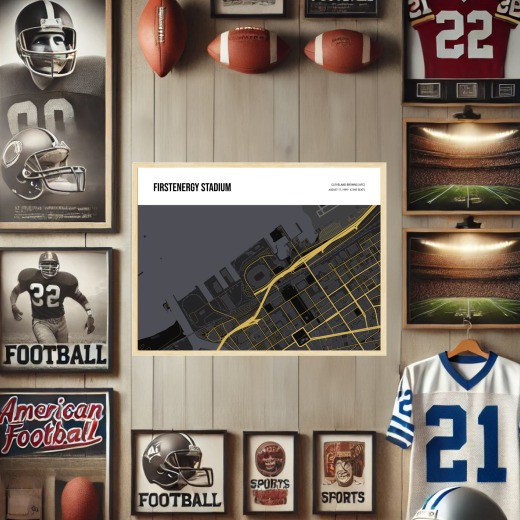 Cleveland Browns Stadium Poster - Street Map 2