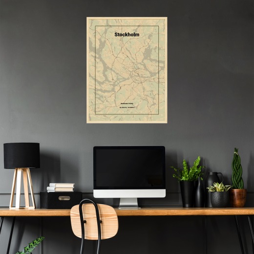 Stockholm in Vintage Poster - Street Map 2