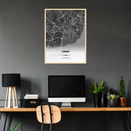 Lisbon in Dark Poster - Street Map 2