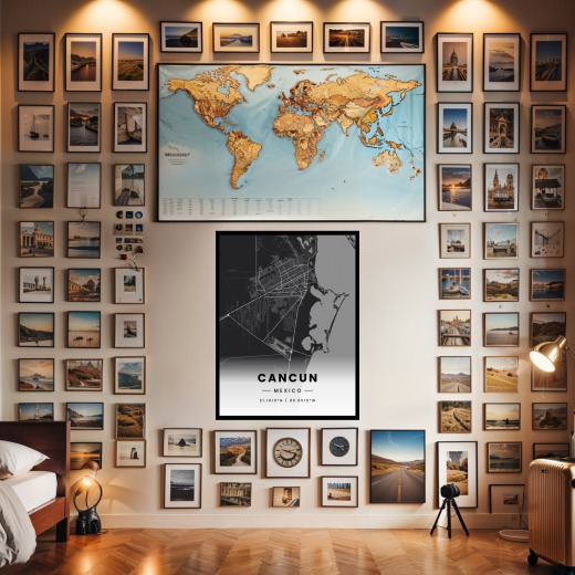 Cancun in Dark Poster - Street Map 2