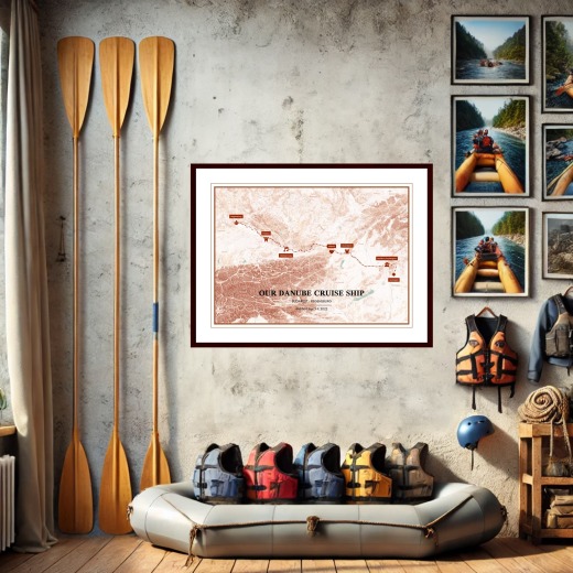 Our Danube River Cruise Trip Poster - Hill Shade Map 2