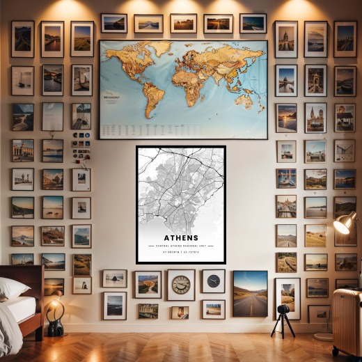 Athens in Light Poster - Street Map 2