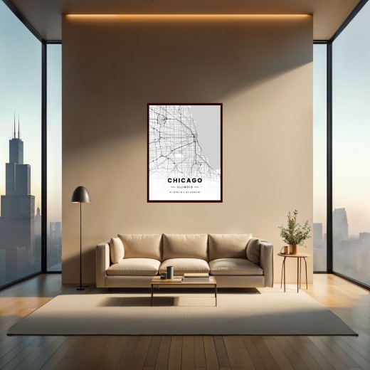 Chicago in Light Poster - Street Map 2