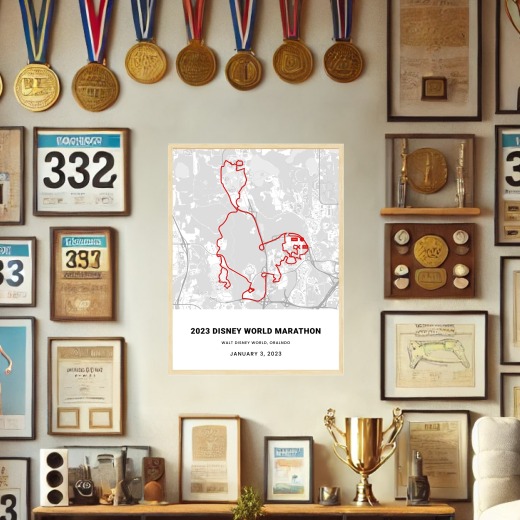 2023 Disney World Marathon Poster - Route Map 2