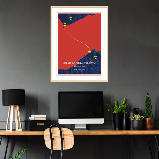 Strait of Gibraltar Swim Poster - Route Map 2