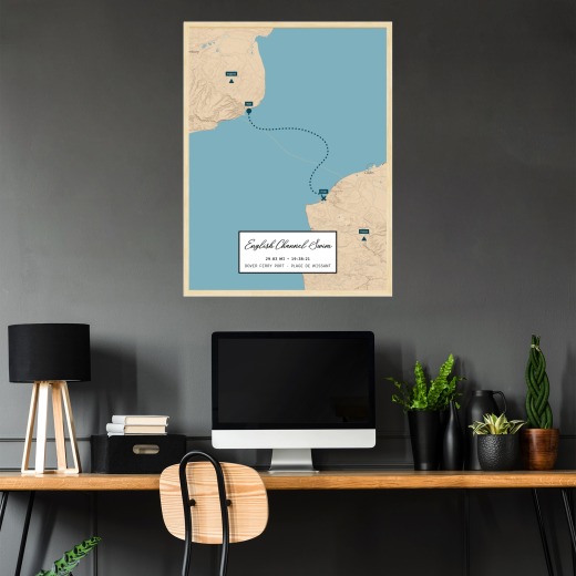 English Channel Swim Poster - Route Map 2