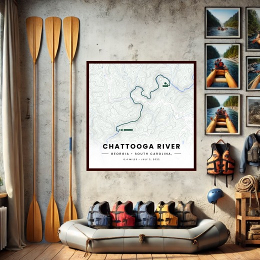 Rafting Trip to the Chattooga River Poster - Route Map 2