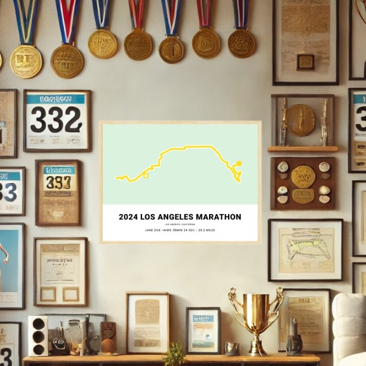 Minimalist 2025 Los Angeles Marathon Poster - Route Map 2