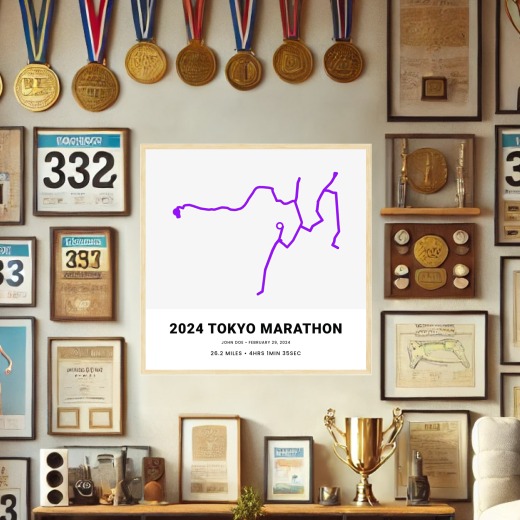 Minimalist 2025 Tokyo Marathon Poster - Route Map 2