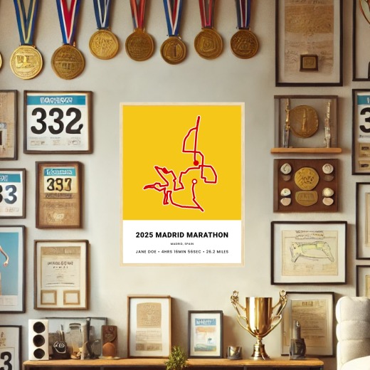 Minimalist 2025 Madrid Marathon Poster - Route Map 2