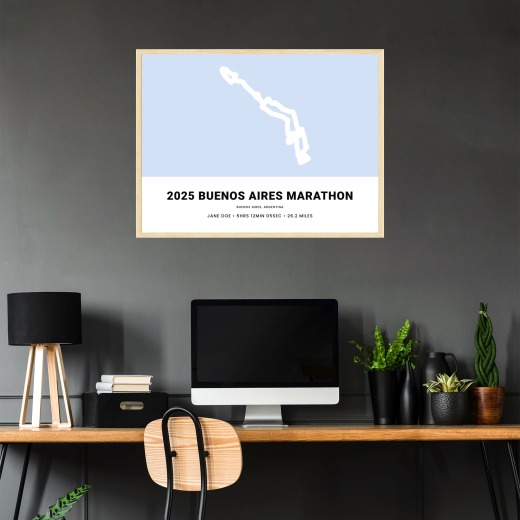 Minimalis 2025 Buenos Aires Marathon Poster - Route Map 2