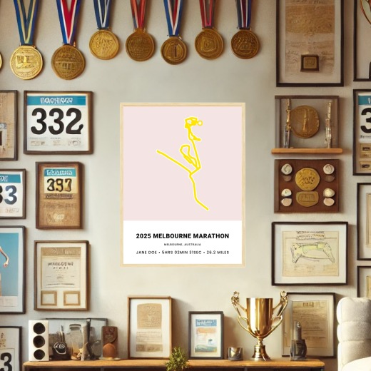 Minimalist 2025 Melbourne Marathon Poster - Route Map 2