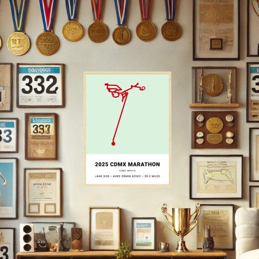 Minimalist 2025 Mexico CIty Marathon Poster - Route Map 7