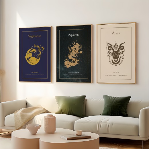 Aquarius in Block Print - Custom Zodiac Sign Poster 8