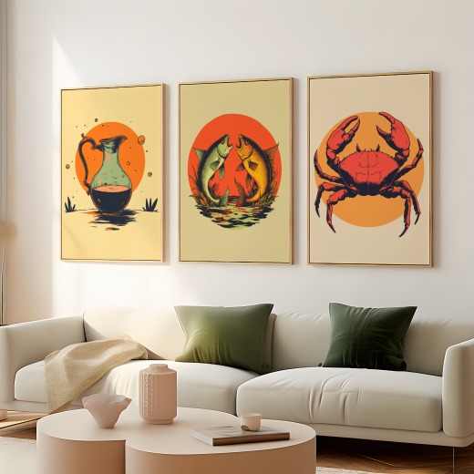 Pisces in Vibrant Grunge Print - Custom Zodiac Sign Poster 8