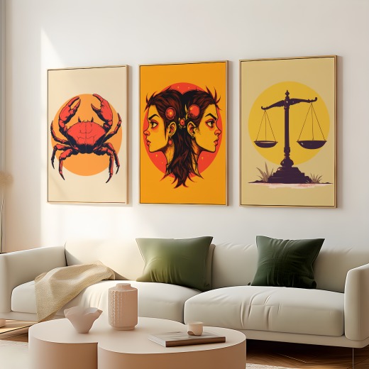 Gemini in Vibrant Grunge Print - Custom Zodiac Sign Poster 8