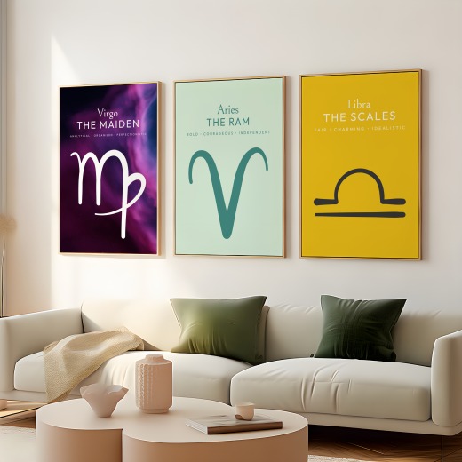 Aries in Wavy Paintbrush Print - Custom Zodiac Sign Poster 8