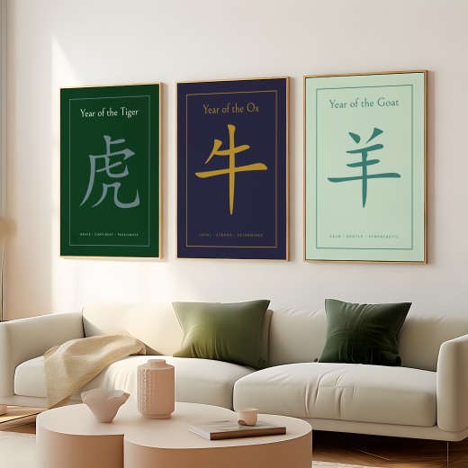 Horse in Wavy Paintbrush Print - Custom Chinese Zodiac Poster 8