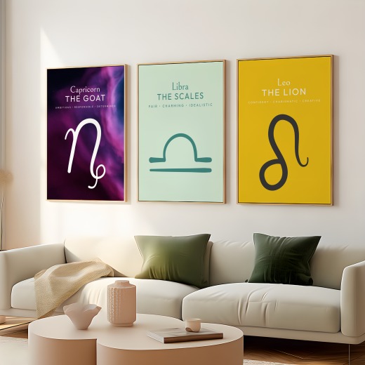 Libra in Wavy Paintbrush Print - Custom Zodiac Sign Poster 8