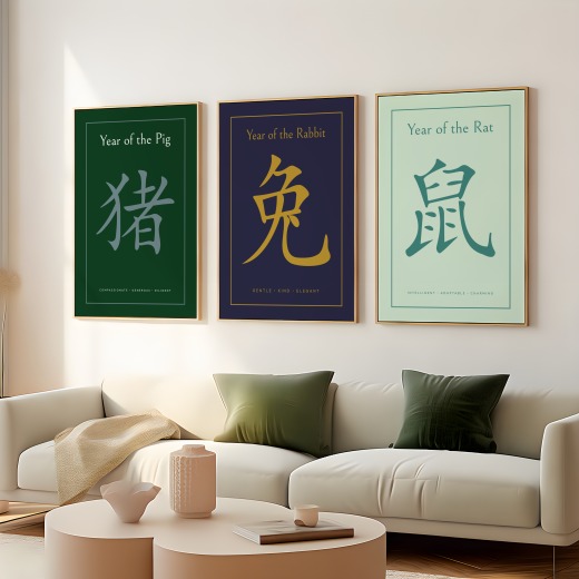 Snake in Wavy Paintbrush Print - Custom Chinese Zodiac Poster 8