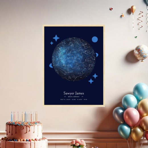Newborn Baby Poster in Starry - Celestial Map 8