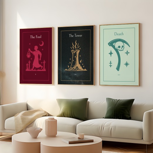 The Tower in Block Print - Custom Tarot Card Poster 8