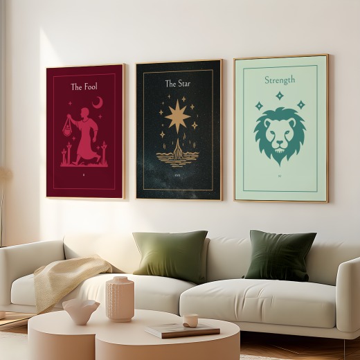 The Star in Block Print - Custom Tarot Card Poster 8