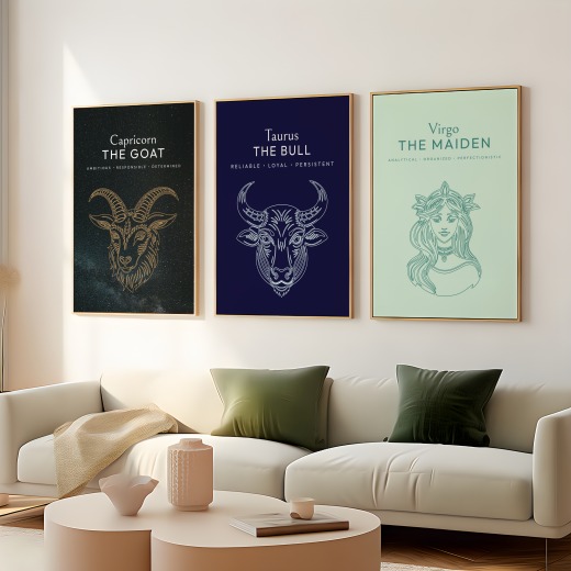 Taurus in Fine Line Print - Custom Zodiac Sign Poster 8