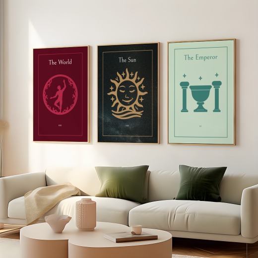 The Sun in Block Print - Custom Tarot Card Poster 8