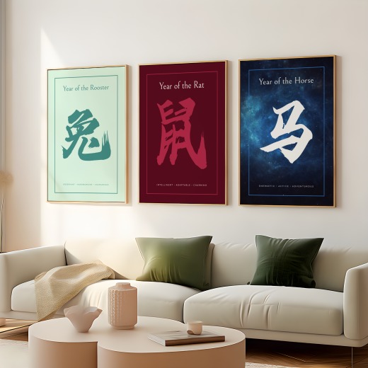 Rat in Curvy Print - Custom Chinese Zodiac Poster 8