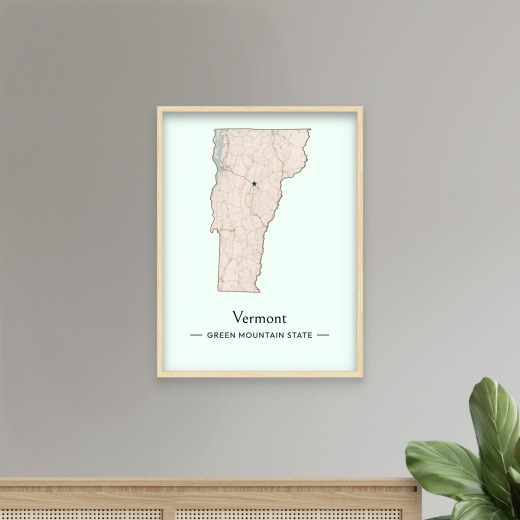Vermont State Poster - Boundary Map 8