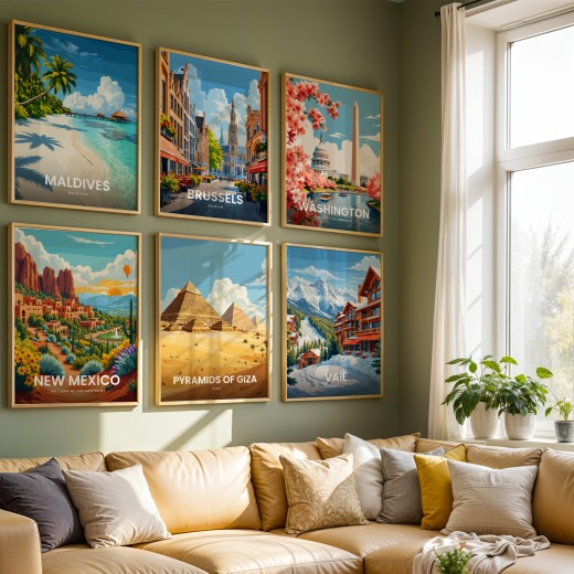 Pyramids of Giza Travel Print - Vintage Travel Art Poster 8