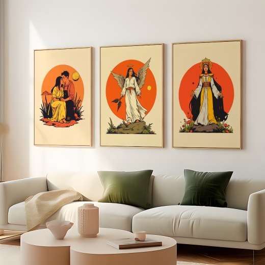 Temperance in Vibrant Grunge Print - Custom Tarot Card Poster 8