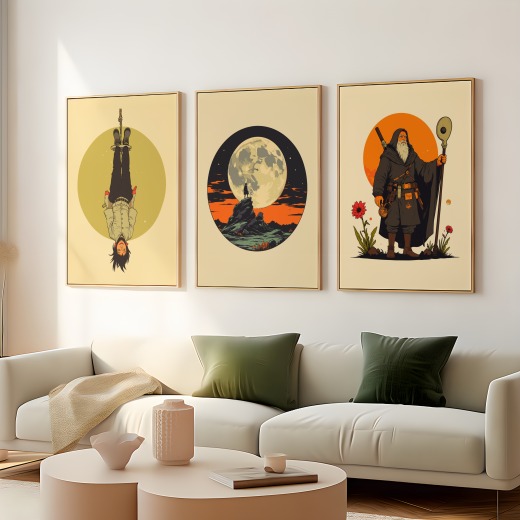 The Moon in Vibrant Grunge Print - Custom Tarot Card Poster 8